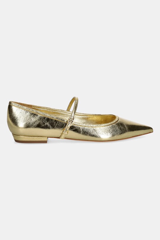 Kožené balerínky Tory Burch Double T Buckle Mary Jane 166038.723 zlatá SS25