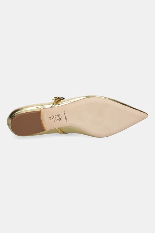 Kožené balerínky Tory Burch Double T Buckle Mary Jane 166038.723 zlatá