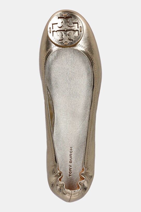 Kožené balerínky Tory Burch Minnie Travel Ballet zlatá 162598.723