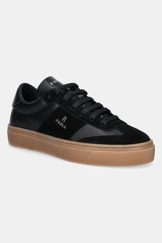 Furla sneakers din piele Enjoy Lace-Up Sneaker piele întoarsă negru YI79ENJ.BX3712.3482S