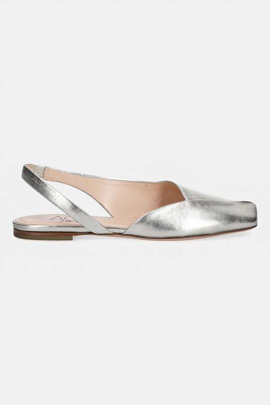 AGL baleriny skórzane Rina Sling B D550002PCFOILE0244 srebrny SS25