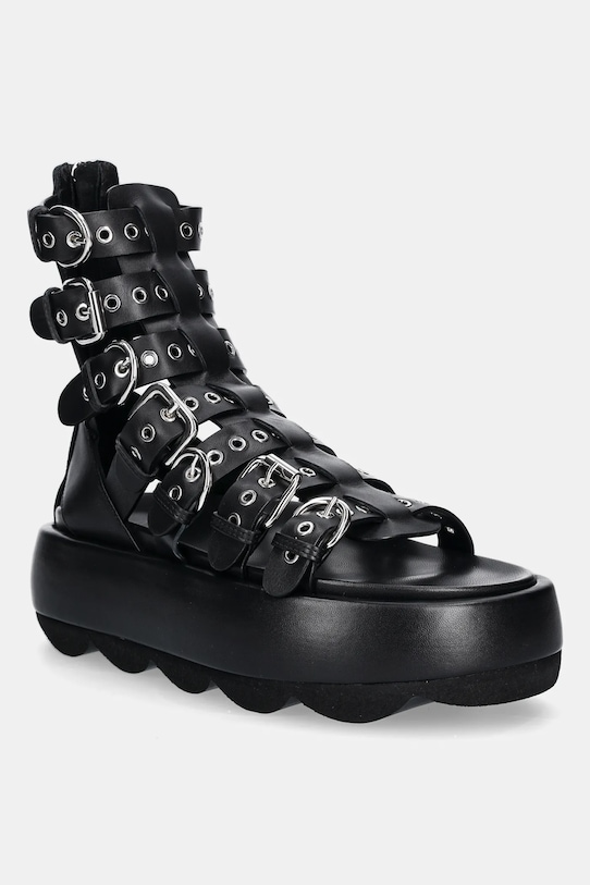 AGL sandali in pelle Gwendoline Straps pelle fiore nero D690005PHSOFTY0000