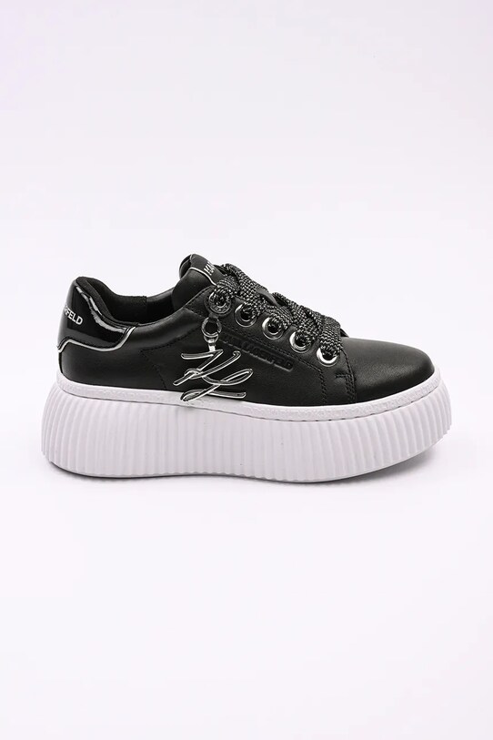 Karl Lagerfeld sneakersy skórzane KREEPER LO platforma czarny KL42376A.000