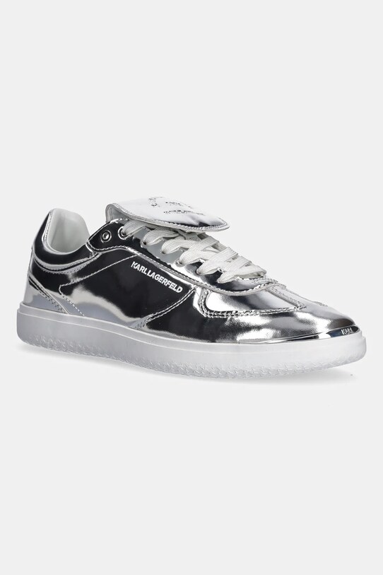 Karl Lagerfeld sneakers din piele ATLAS plată argintiu KL63820.1MS