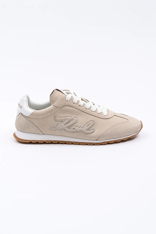 Karl Lagerfeld sneakers din piele intoarsă VENUS plată bej KL65912.2T1
