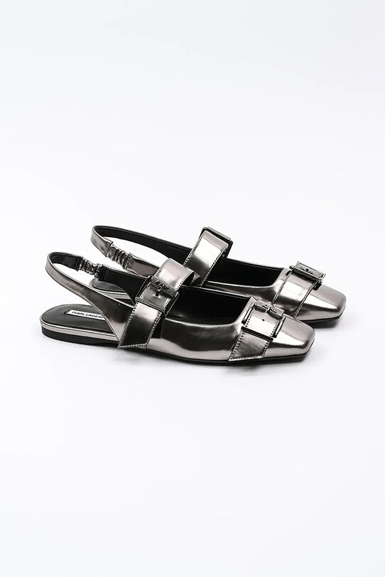 Karl Lagerfeld balerini de piele KONNIE KL40186A.0SL argintiu SS25