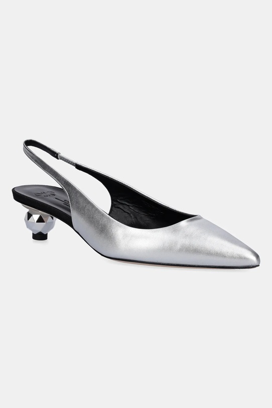 Weekend Max Mara pantofi de piele GALLICO calcai expus argintiu 2515521034600.SILVER