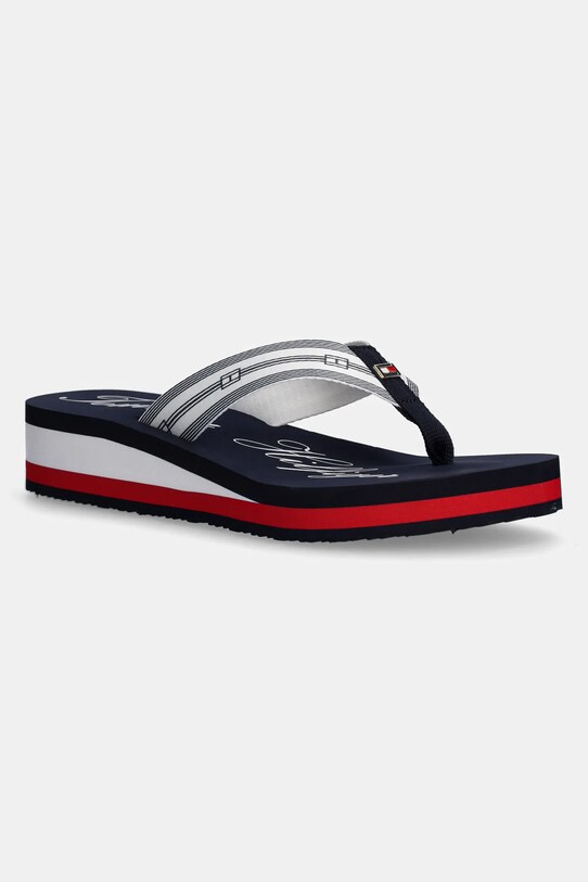 Tommy Hilfiger șlapi IM TH SIGNATURE BEACH SANDAL coturn bleumarin FW0FW08369