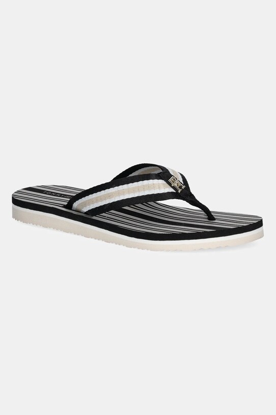 Tommy Hilfiger șlapi IM TH PRINT BEACH SANDAL textil negru FW0FW08370