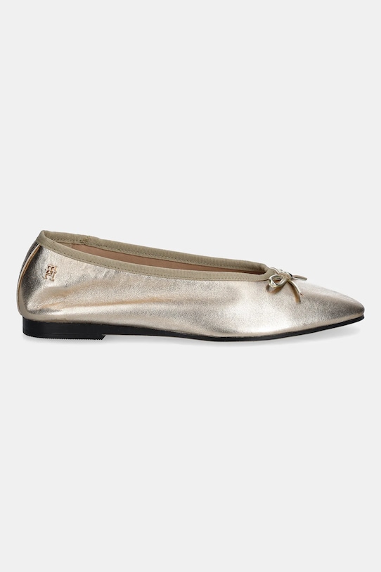 Kožené balerínky Tommy Hilfiger BALLERINA SOFT LEATHER METALLIC FW0FW08452 zlatá SS25