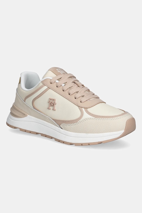 Шкіряні кросівки Tommy Hilfiger CASUAL FASHION RUNNER LTHR пласка бежевий FW0FW08325