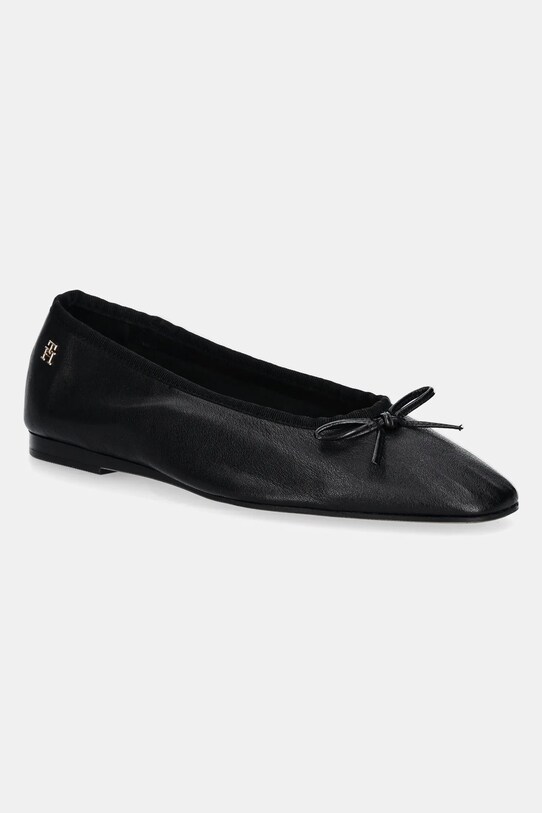 Шкіряні балетки Tommy Hilfiger BALLERINA SOFT LEATHER чорний FW0FW08355