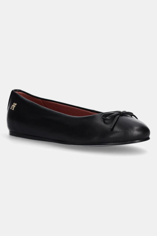 Kožené balerínky Tommy Hilfiger BALLERINA LEATHER FLAT BOW FW0FW08359 čierna SS25