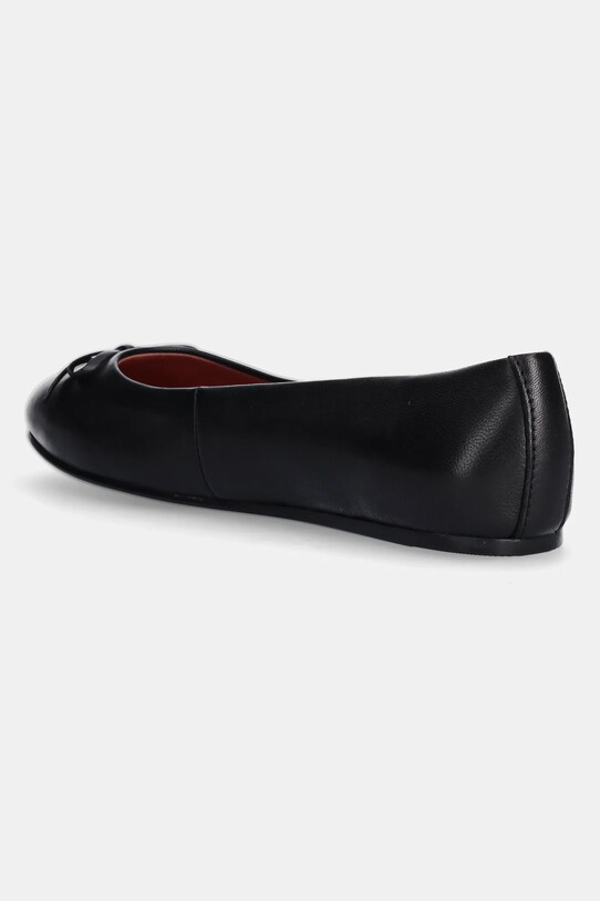Kožené balerínky Tommy Hilfiger BALLERINA LEATHER FLAT BOW čierna FW0FW08359