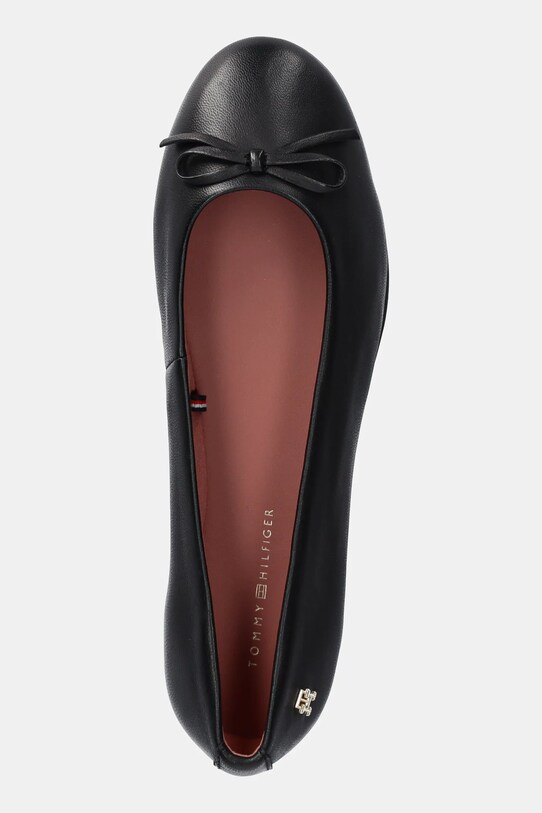 Kožené balerínky Tommy Hilfiger BALLERINA LEATHER FLAT BOW FW0FW08359 čierna