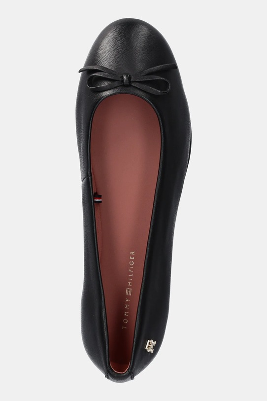 Kožené baleríny Tommy Hilfiger BALLERINA LEATHER FLAT BOW FW0FW08359 černá