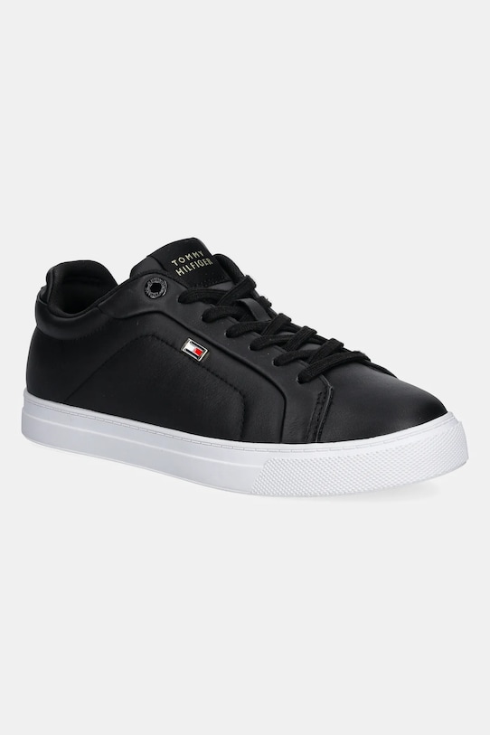 Шкіряні кросівки Tommy Hilfiger WOMENS ICON COURT SNEAKER FLAG пласка чорний FW0FW08327