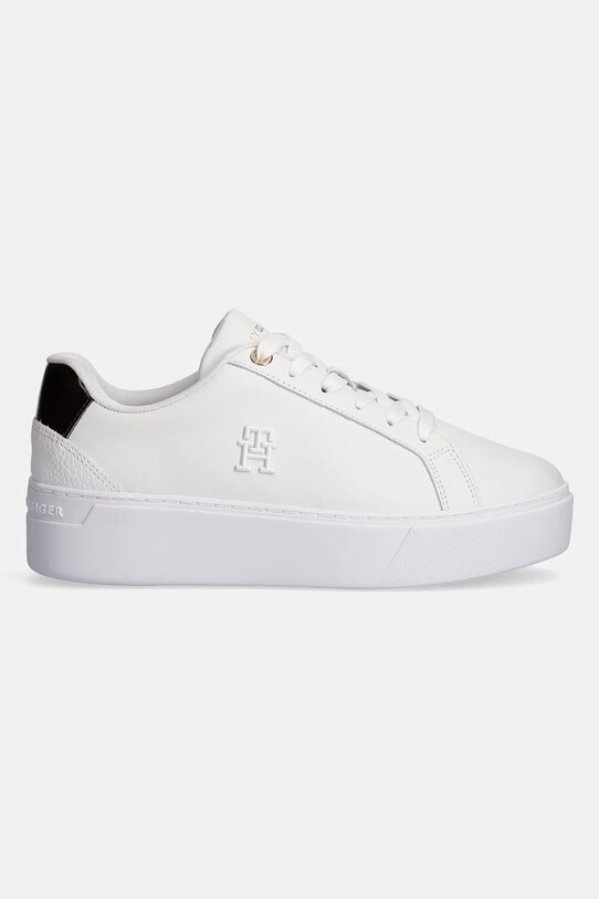 Tommy Hilfiger sneakers din piele TH PLATFORM COURT SNEAKER FW0FW08614 alb SS25