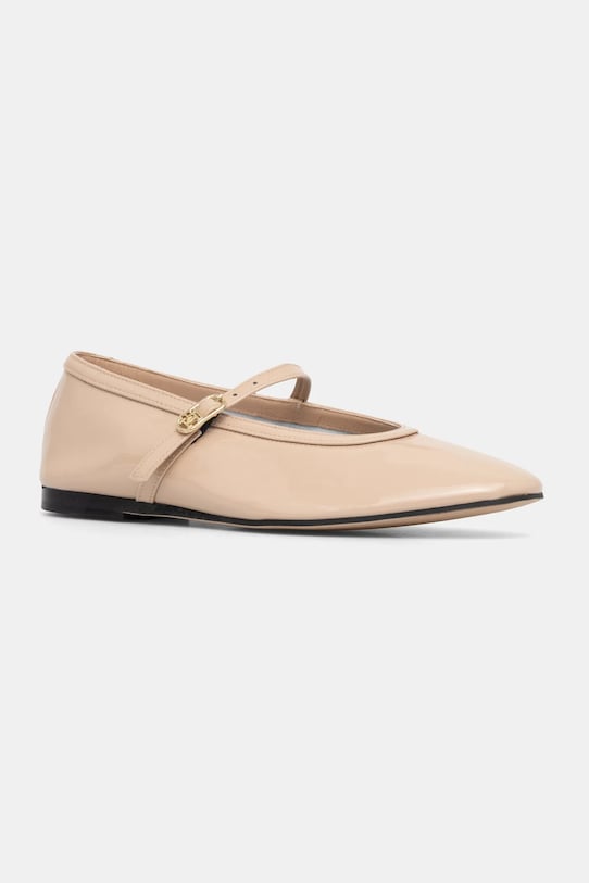 Шкіряні балетки Tommy Hilfiger BALLERINA MARYJANE PATENT бежевий FW0FW08577