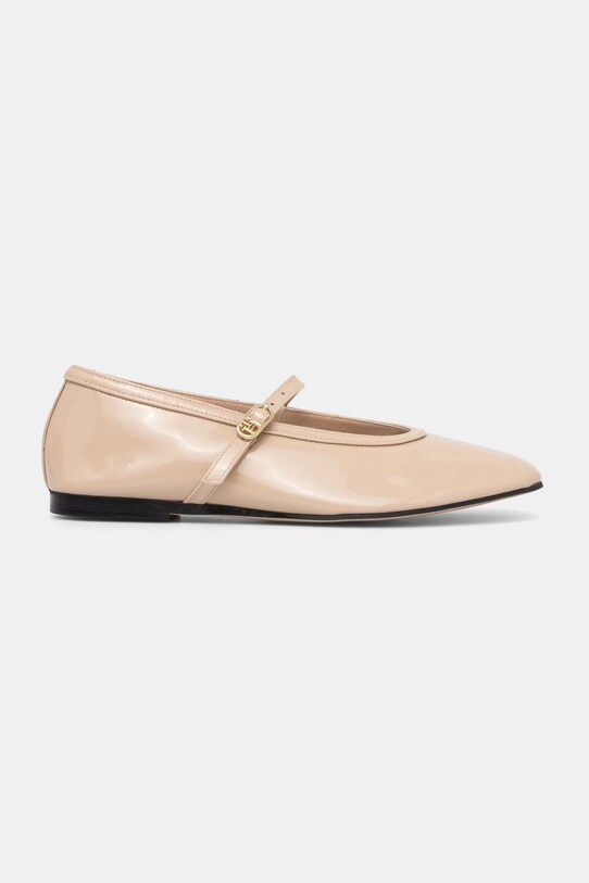 Шкіряні балетки Tommy Hilfiger BALLERINA MARYJANE PATENT FW0FW08577 бежевий SS25