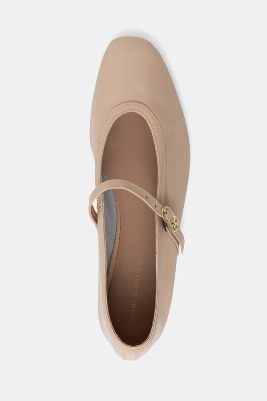 Шкіряні балетки Tommy Hilfiger BALLERINA MARYJANE PATENT бежевий FW0FW08577