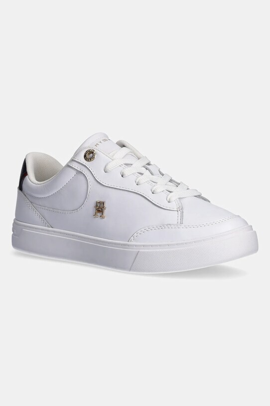 Kožené sneakers boty Tommy Hilfiger ESSENTIAL CHIC COURT SNEAKER RWB plochá bílá FW0FW08579