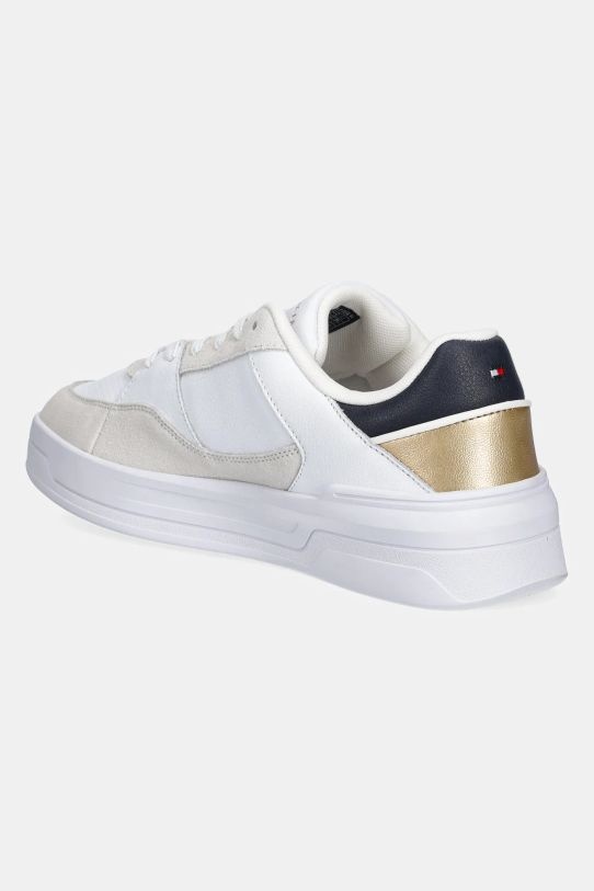 Обувки Кожени маратонки Tommy Hilfiger ESSENT BASKET SNEAKER METALLIC FW0FW08615 бял