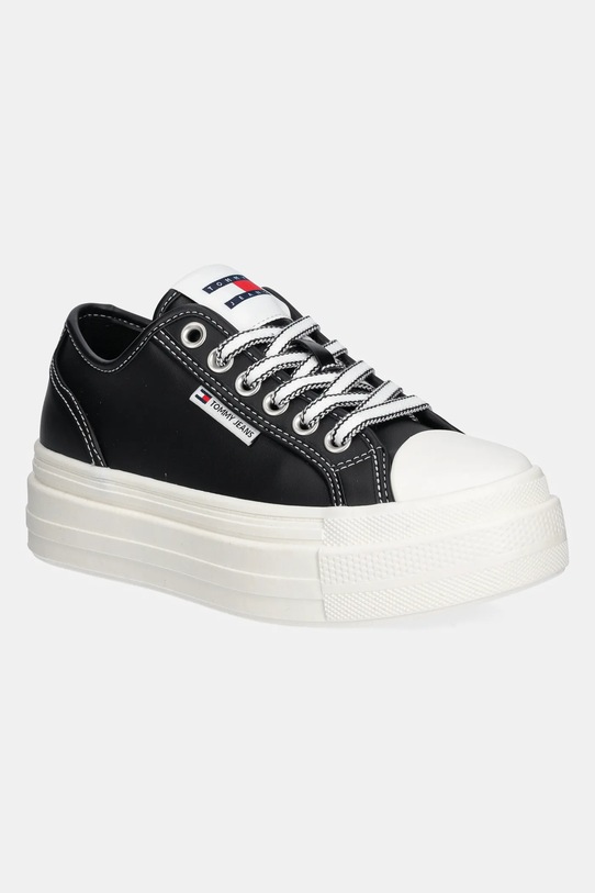 Kožené tenisky Tommy Jeans TJW FOXING VULC LC LEATHER platforma černá EN0EN02714
