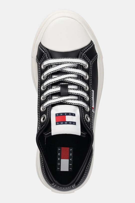 Kožené tenisky Tommy Jeans TJW FOXING VULC LC LEATHER černá EN0EN02714