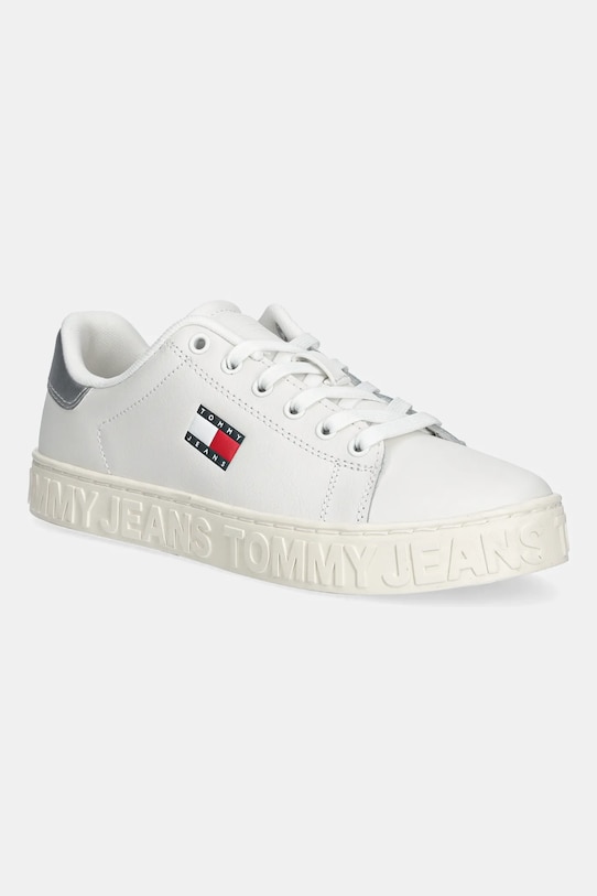 Кожени маратонки Tommy Jeans TJW LOGO SNEAKER ESS бял EN0EN02703