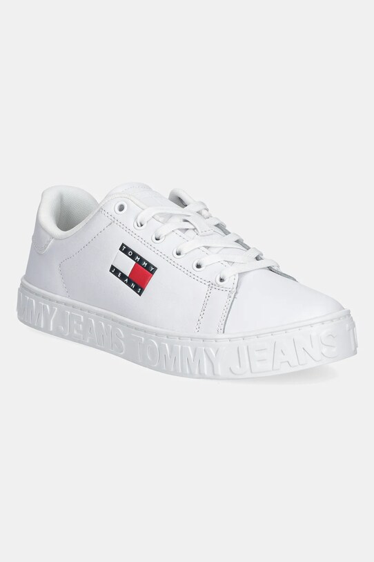 Tommy Jeans sneakersy skórzane TJW LOGO SNEAKER ESS płaska biały EN0EN02703