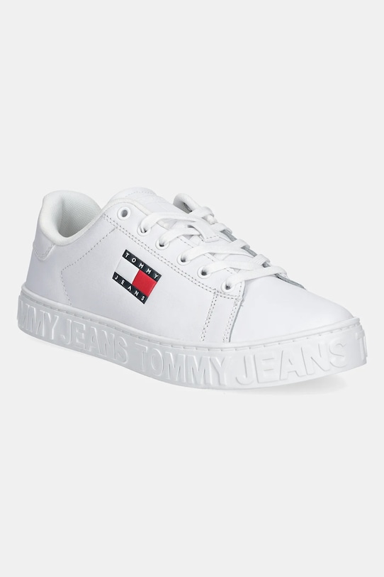 Tommy Jeans sneakers in pelle TJW LOGO SNEAKER ESS flat bianco EN0EN02703