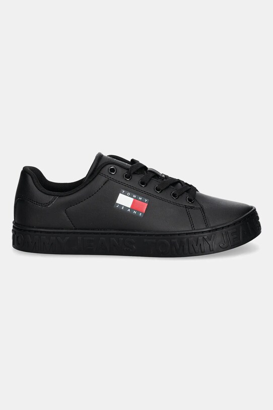 Kožené sneakers boty Tommy Jeans TJW LOGO SNEAKER ESS EN0EN02703 černá SS25