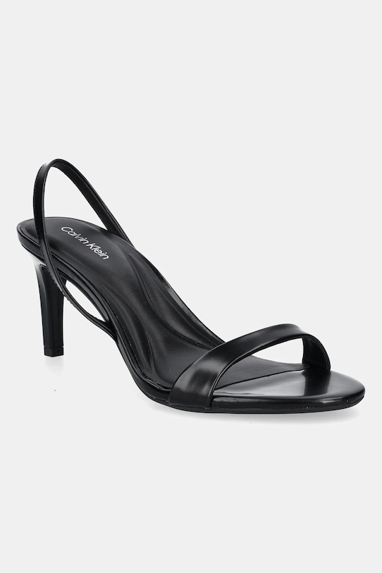 Calvin Klein sandale de piele HEEL D'ORSAY SANDAL 70 - BRUSH L subțire negru HW0HW02265