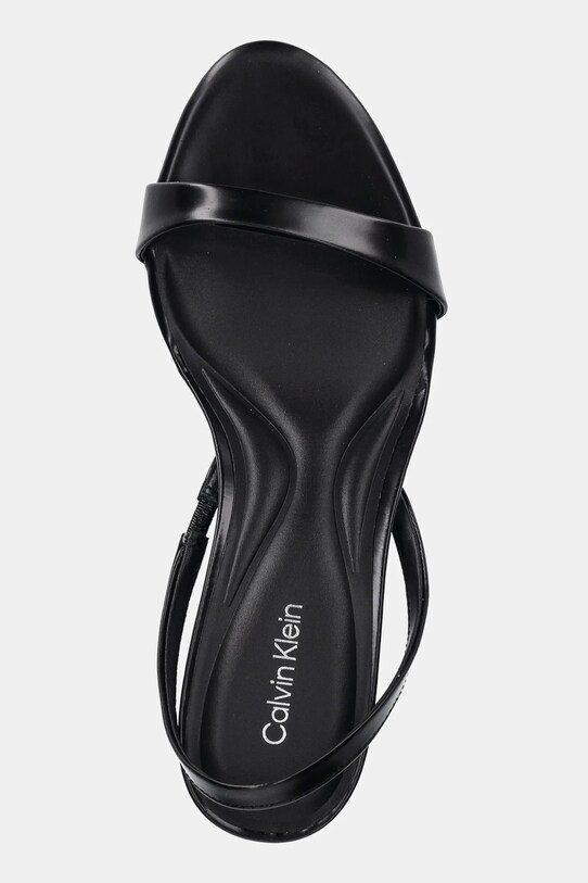 Calvin Klein sandale de piele HEEL D'ORSAY SANDAL 70 - BRUSH L negru HW0HW02265