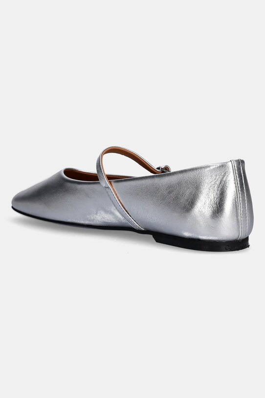Încălțăminte Calvin Klein balerini de piele MARY JANE BALLERINA - MET HW0HW02269 argintiu