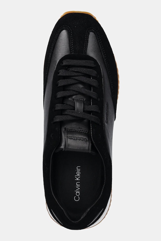 Шкіряні кросівки Calvin Klein RUNNER LACE UP - LTH SUE MIX чорний HW0HW02286