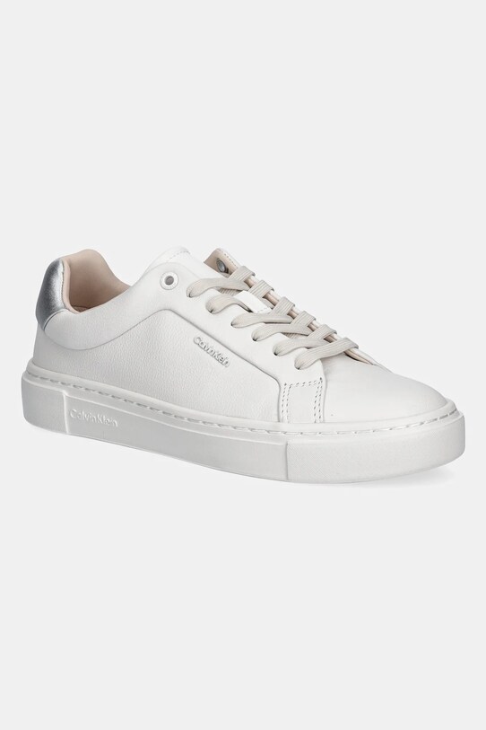 Шкіряні кросівки Calvin Klein CUPSOLE LACE UP W/ML - LTH пласка білий HW0HW02288