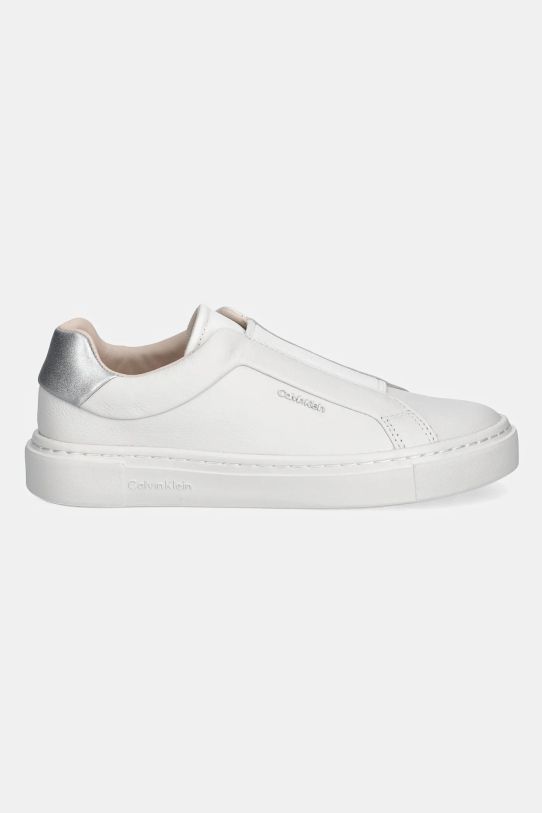 Kožne tenisice Calvin Klein CUPSOLE SLIP ON W/ML - LTH HW0HW02289 bijela SS25