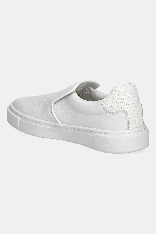 Încălțăminte Calvin Klein teniși de piele CUPSOLE SLIP ON - WOVEN LTH HW0HW02297 alb