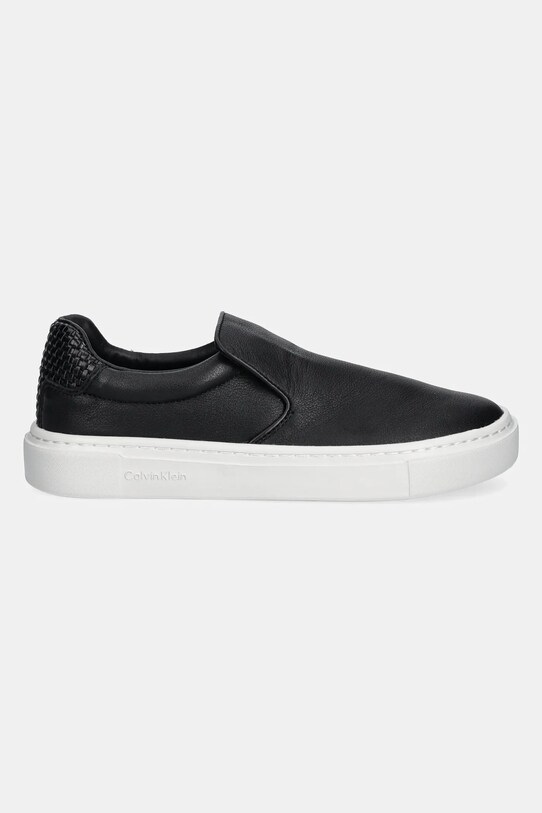 Kožené tenisky Calvin Klein CUPSOLE SLIP ON - WOVEN LTH HW0HW02297 černá SS25