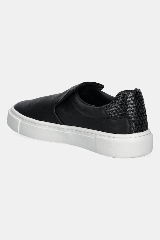 Boty Kožené tenisky Calvin Klein CUPSOLE SLIP ON - WOVEN LTH HW0HW02297 černá