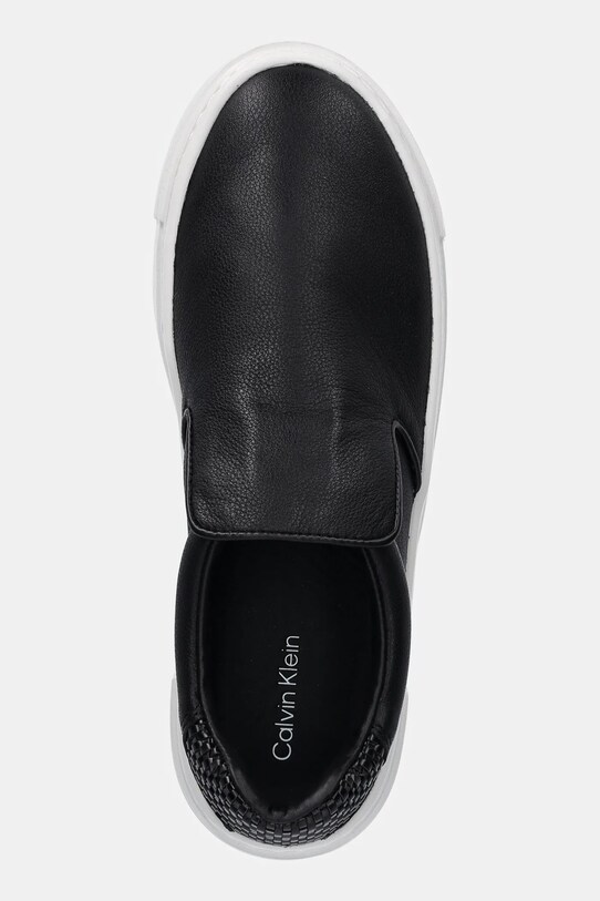 Kožené tenisky Calvin Klein CUPSOLE SLIP ON - WOVEN LTH černá HW0HW02297
