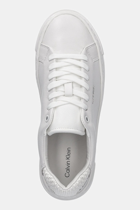 Kožené sneakers boty Calvin Klein CUPSOLE LACE UP - WOVEN LTH bílá HW0HW02298