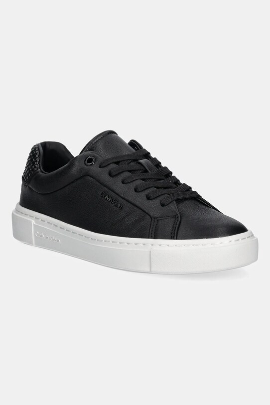 Шкіряні кросівки Calvin Klein CUPSOLE LACE UP - WOVEN LTH пласка чорний HW0HW02298