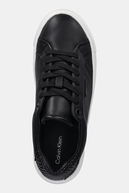 Шкіряні кросівки Calvin Klein CUPSOLE LACE UP - WOVEN LTH чорний HW0HW02298