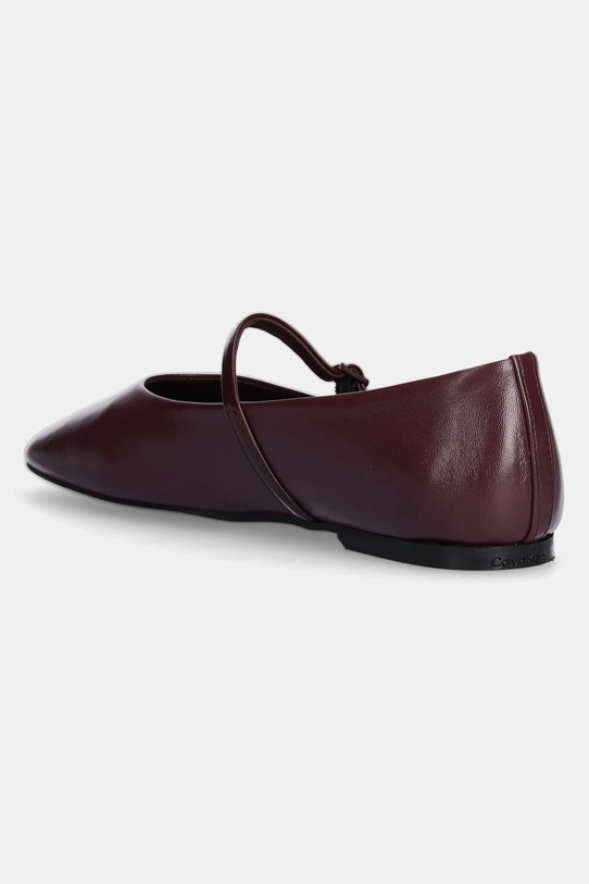 Încălțăminte Calvin Klein balerini de piele MARY JANE BALLERINA - LTH HW0HW02307 burgundia
