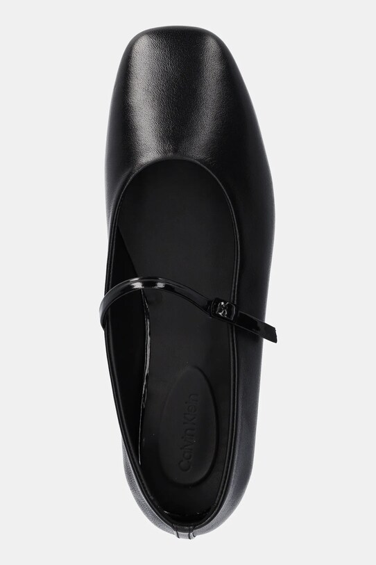 Calvin Klein balerini de piele MARY JANE BALLERINA - LTH negru HW0HW02307