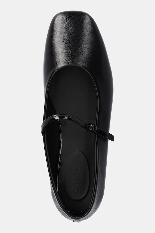 Calvin Klein baleriny skórzane MARY JANE BALLERINA - LTH czarny HW0HW02307