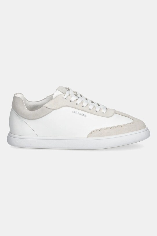 Calvin Klein sneakers din piele CUPSOLE LACE UP - LTH SUE MIX HW0HW02435 alb SS25